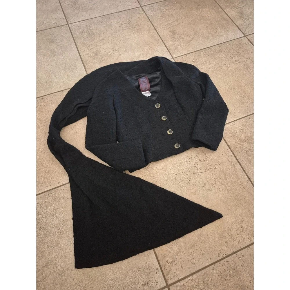 John Galliano Paris Wool Cropped Jacket - Women's - Attached Scarf Collar -